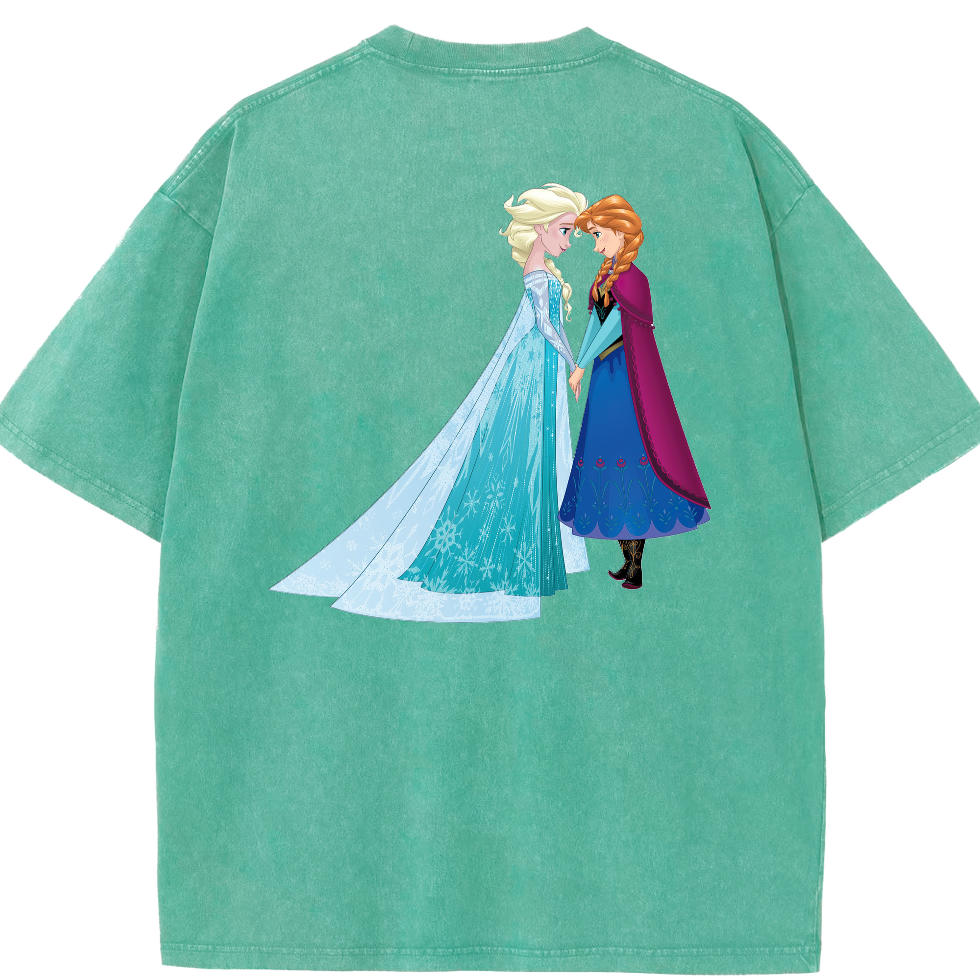 （画像用） アナと雪の女王 アンナ エルサ Frozen Anna Elsa 綿100% ヴィンテージ風 半袖Tシャツ（背面プリント）